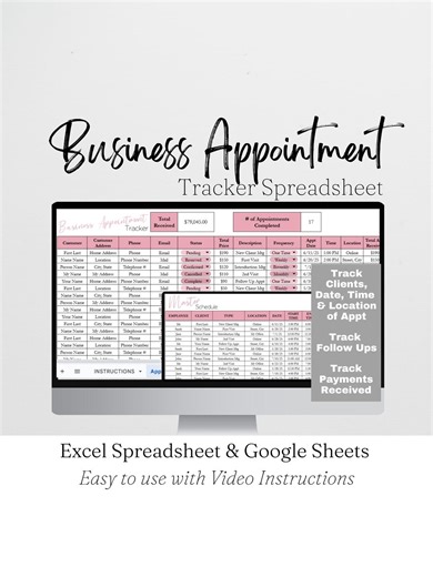 Appointment Planner Template, Small Business Booking Tracker, Meeting Scheduler, Appointment Tracker Google Sheets, Excel Spreadsheet - Etsy
