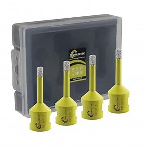 Diamond Core Drill Bits Set - 4pcs 6/8mm Diamond Hole Saw+1pc 20mm Beveling Chamfer Bit+1pc Hex Adapter SANLEETEK for Porcelain Ceramic Tile Marble Granite Artificial Stone 5/8"-11 Thread