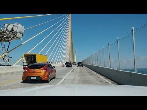 The Sunshine Skyway Bridge - Florida's Tallest & Scariest Bridge ! Tampa Bay to St. Petersburg.