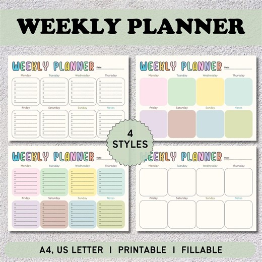 Editable Weekly Planner | Printable, Digital | Weekly Planner PDF | Weekly Organizer | Weekly to Do List Template | Weekly Schedule - Etsy