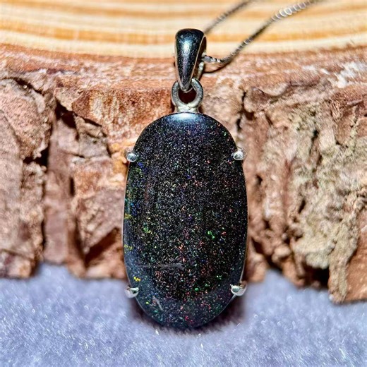 Australian Matrix Opal Silver Pendant – Natural Opal Gemstone Necklace - Etsy