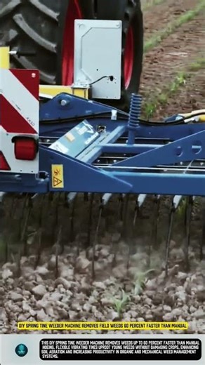 DIY spring tine weeder machine removes field weeds 60 percent faster than manual