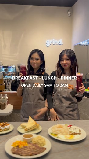 27 reactions · 16 shares | BREAKFAST • LUNCH • DINNER Open daily 9am-2am Location https://maps.app.goo.gl/WLLzJVj6udoPF7Hj7?g_st=com.google.maps.preview.copy #cafe #restaurant #coffee #coffeeshop #grindmarikina #coffeetime #coffeelovers #coffeeaddict #steakhouse #steak #pasta #fyp | Grind Cafe and Restaurant - Marikina | Facebook