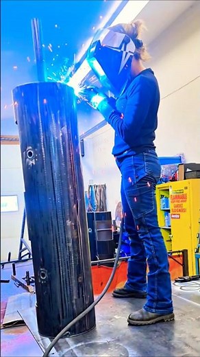 Welding 120lbs Strongman 12" Log - Fabricating with Rachel