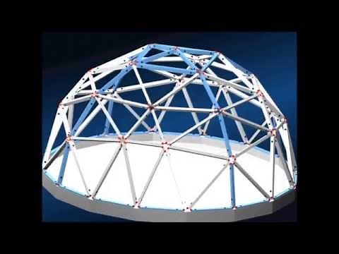 Geodesic Domes Constructed With Triangles Having Built-In Hinges