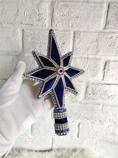 Stunning Blue Velvet Tree Topper With Silver Trim. Elegant Rhinestone Christmas Star. Unique Tree Topper Blue Christmas. - Etsy