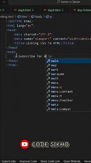 How to Link CSS to HTML in VS Code | HTML Beginner Tutorial | Code Sikho #coding #frontendcourse