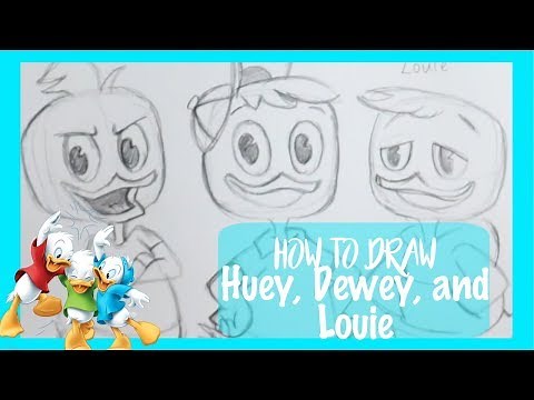 How to Draw HUEY, DEWEY, and LOUIE from Disney's DUCK TALES - @dramaticparrot