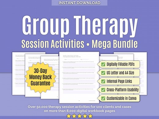Group Therapy • Session Activities Mega Bundle • Group Workbook, Tools, Counseling Exercises, Canva, Workbooks, Therapy Games, Mental Health - Etsy