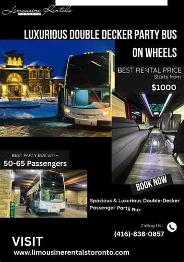 Luxurious Double-Decker Party Bus Rental Toronto | 50–65 Passenger VIP Transportation