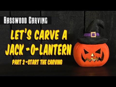 Carving a Jack-O-Lantern - Halloween Wood Carving Part 2 - Start the Carving