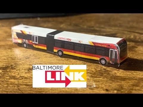 MTA Maryland New Flyer XD 60 Articulated paper bus building process (1:200 scale)