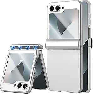 STORMTAL for Samsung Galaxy Z Flip 6 Case, Hinge Protection, Built-in Screen Protector, Wireless Charging, Slim Rugged Phone Protective Case for Galaxy Z Flip 6 Silver