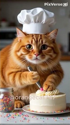 "Orange Cat Bakes the Purrfect Cake! 🎂🐾 (Too Cute to Handle!)"
