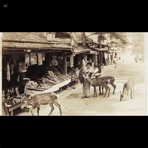 明治３０年。奈良公園。東大寺参道の土産物屋。