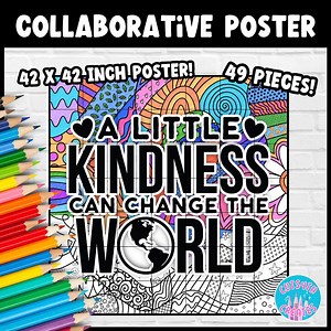 Collaborative Coloring Poster 49 Piece Version A Little Kindness Can Change the World Teamwork Activity SEL - Etsy