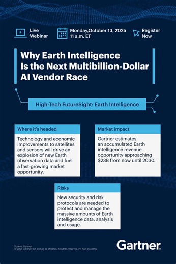 Earth intelligence is set to unlock $3.4T in economic value by 2030. Discover how to capture this value for your organization: https://gtnr.it/4o9xZV6 #GartnerHT #EarthIntelligence #TechInnovation #BusinessStrategy | Gartner