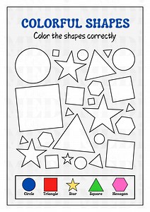 Worksheet With Colored Shapes, Color the Colored Shapes Correctly - Etsy