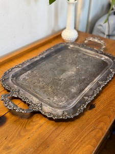 Antique Silver-plated Metal Tray – Victorian Style – Engraved Floral Decoration - Etsy