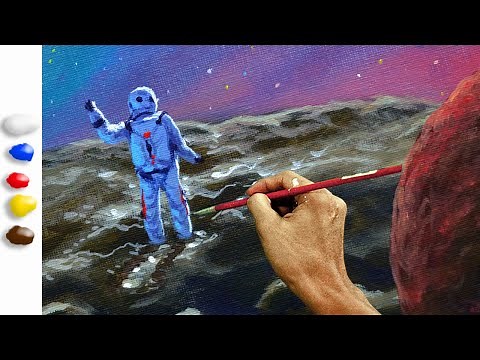 How to Paint Astronaut with Planets in Acrylics / Time-lapse / JMLisondra