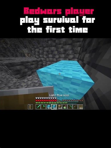 Bedwars player play survival for the first time 😼
