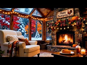 🦃 Happy Thanksgiving Ambience: Relaxing Piano Music & Cozy Autumn-Winter Magic | 4K