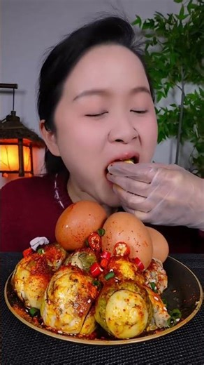Spicy Boiled Eggs ASMR MUKBANG 🌶️🔥 Crazy Crunchy Bites 🤤 #shorts #mukbang #spicyfood #asmr