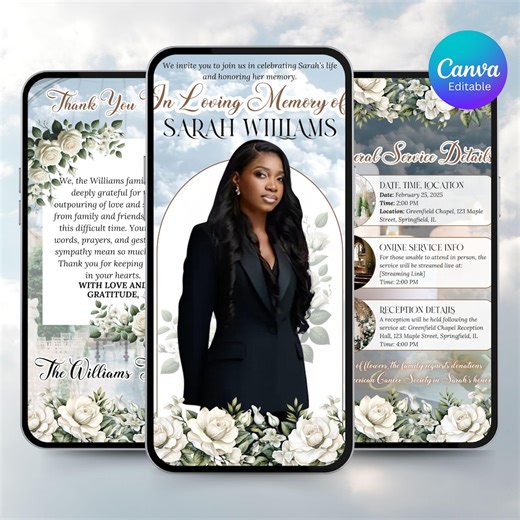 Animated Funeral Program Invitation | Funeral Video | Celebration of Life | Digital Tribute | MP4 Download - Etsy Canada