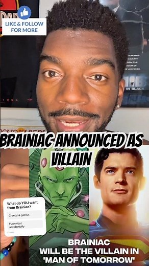 BRAINIAC IS ANNOUNCED AS MAN OF TOMORROWS VILLAIN #superman #movienews
