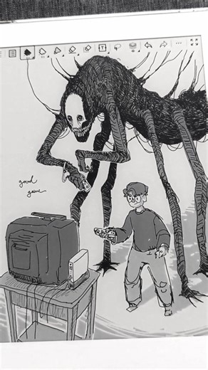 JR's Drawings on Instagram: "He used to be terrible at Wii Sports, first just copying my gestures, then trying to mirror the miis on screen. But then he started practicing while I slept, occasionally waking me with the cathode whine of the CRT at the oddest hours of the night. Then one day he tapped my shoulder, holding a wiimote towards me, the other already strapped to his wrist. And so we played, and so I lost... Again and again and again. I'd never seen so many teeth on him before as he chuc