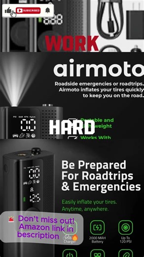Amazon Car Gadgets _ Airmoto Tire Inflator Portable Air Compressor #smarttools #amazon #usa
