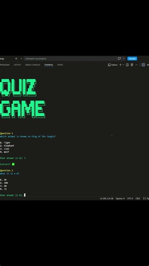 A QUIZ GAME! #python #coding #programming #vscode #pythonlanguage