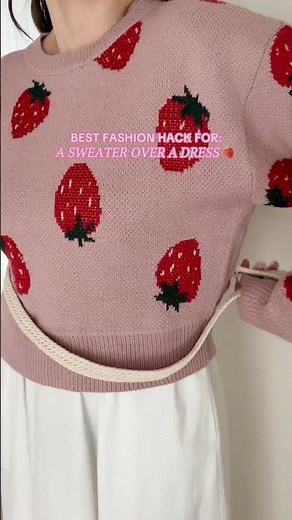 Fashion Hack: Sweater Over Dress Layering Hack #fashionhack #boutique #outfitinspo #ootd #strawberry