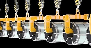 「スチールコイル付きクレーンフックからの列、シームレスにループ可能なアニメーション。透明な背景に3Dレンダリング」の動画素材（ロイヤリティフリー）3519518723 | Shutterstock