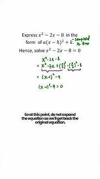 Solving quadratic equations using the completing square method