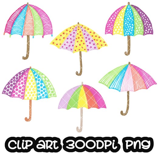 Umbrella Clip Art, Watercolor Clipart (PNG, Instant Download) - Etsy