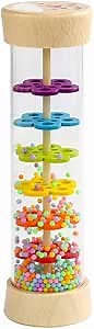 Oneshow Wooden Rain Stick Montessori Toys for Babies, Rainmaker Rain Sticks for Kids, Toddler Rattle Sensory Musical Toy with Calming Rain Sounds - 7.7"
