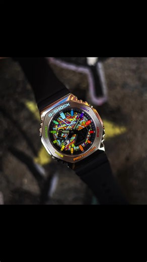 CasiOak GM-2100 Rainbow Chaos! Hand-painted premium Casioak mod, elevated details, flawless execution. DM for custom commissions. ⌚🔥 #Casioak #GShockMod #CustomGShock #GA2100 #CasiOak