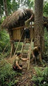 Extreme Jungle Treehouse Build 🌿#Treehouse#JungleBuild#viralvideo #PrimitiveBuilding#ForestLife#