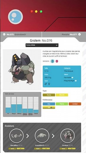 Pokémon 076 Grolem Forme d'Alola- projet POKÉDEX