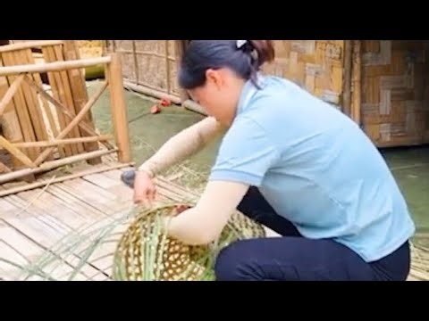 Amazing Woman Skill Building Bamboo House in Forest