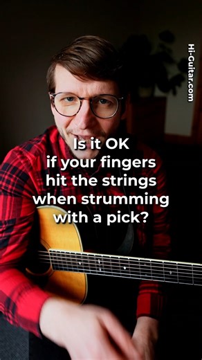Tip for Strumming With a Pick It’s OK if your fingers hit the strings when strumming with a pick. No need to worry. Beginner since 2024? Let’s change that: Hi-Guitar.com/The-Spark #guitarlesson #guitartutorial #guitar | Hi Guitar by Florian