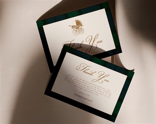 Classic Polo Baby Shower Thank You Card, Plaid Baby Shower Stationery, Preppy Baby Boy Theme, Editable Canva Template, Digital Download - Etsy