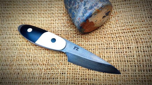 Making a Yin Yang kiridashi knife from wootz steel