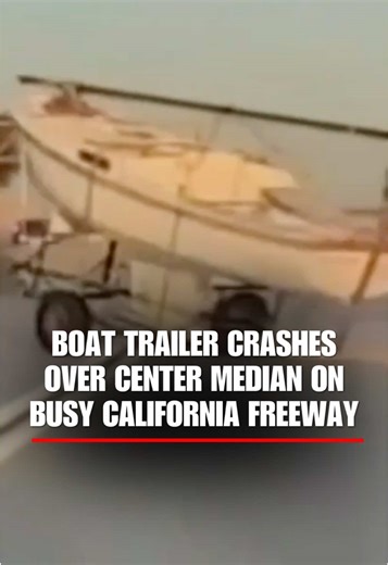 FREEWAY FRIGATE: A runaway boat flew across several lanes of a busy California highway, narrowly missing cars as it barreled over the median. Nobody was injured.