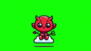 Download Cute devil 2d looping animation with green screen for free