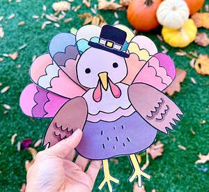 Thanksgiving Turkey Printable Craft for Kids – Precolored & Coloring Version - Etsy Australia
