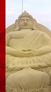 The yearly five-day-long international sand art festival began at the Chandrabhaga beach in the eastern Indian state of Odisha on Sunday. With around 130 global sand artists participating, the festival showcases 35 sculptures focusing on powerful social themes and world heritage. | BBC News India