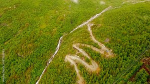 Norway. Sea, islands, mountains, panorama, phantom aerial survey beautiful landscape of Norway aerial vie. Troll Ladder