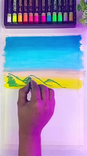 Easy oil pastel beach tutorial for beginners #oilpastel #drawing #creativeart